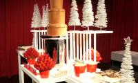 A chocolate fountain hired to feature in a desert bar in celebration of the successful year in business.