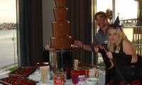 ADAPS staff lapping up the chocolate fountain buffet at the Christmas Party.