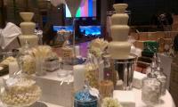 White on white.  Customise the chocolate fountain to suit your event.