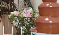 The chocolate fountain complimented the elegant set up for the wedding guests to enjoy.